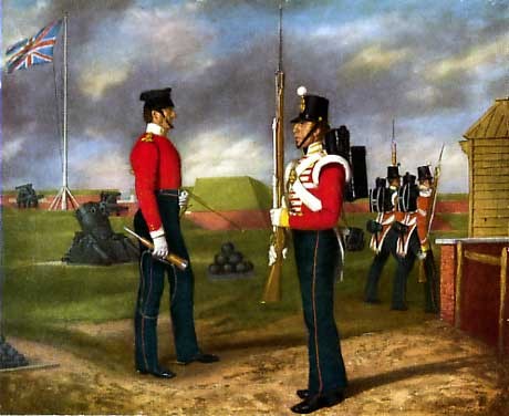 British Centre Company advancing in Knapsacks